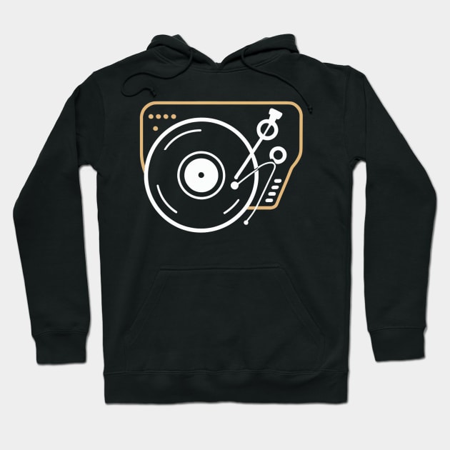 Retro Vintage Vinyl Record Player Turntable Hoodie by Aldrvnd